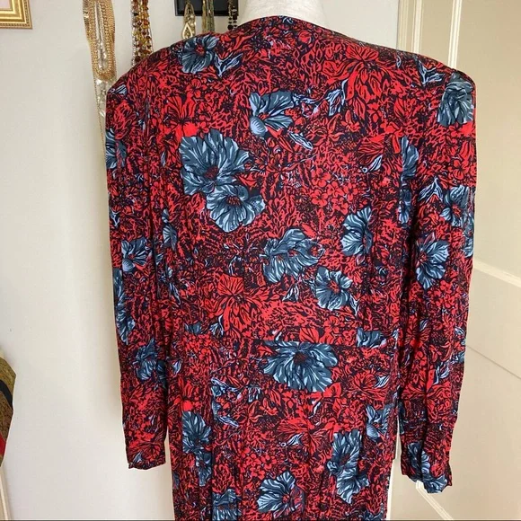 Vintage 80s Floral Button Front address 16W - Picture 9 of 13